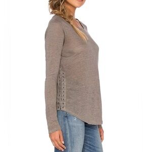 NWT Generation Love Revolve Women's Long Sleeve Cole Lace Up Top Beige Medium